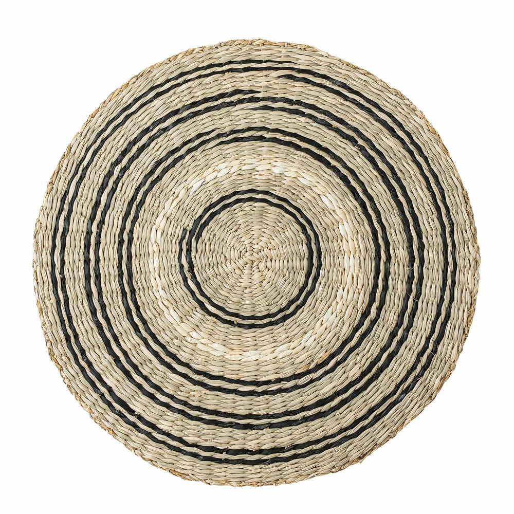 Bloomingville Placemats Zeegras - Zwart/naturel- Set Van 6 Stuks