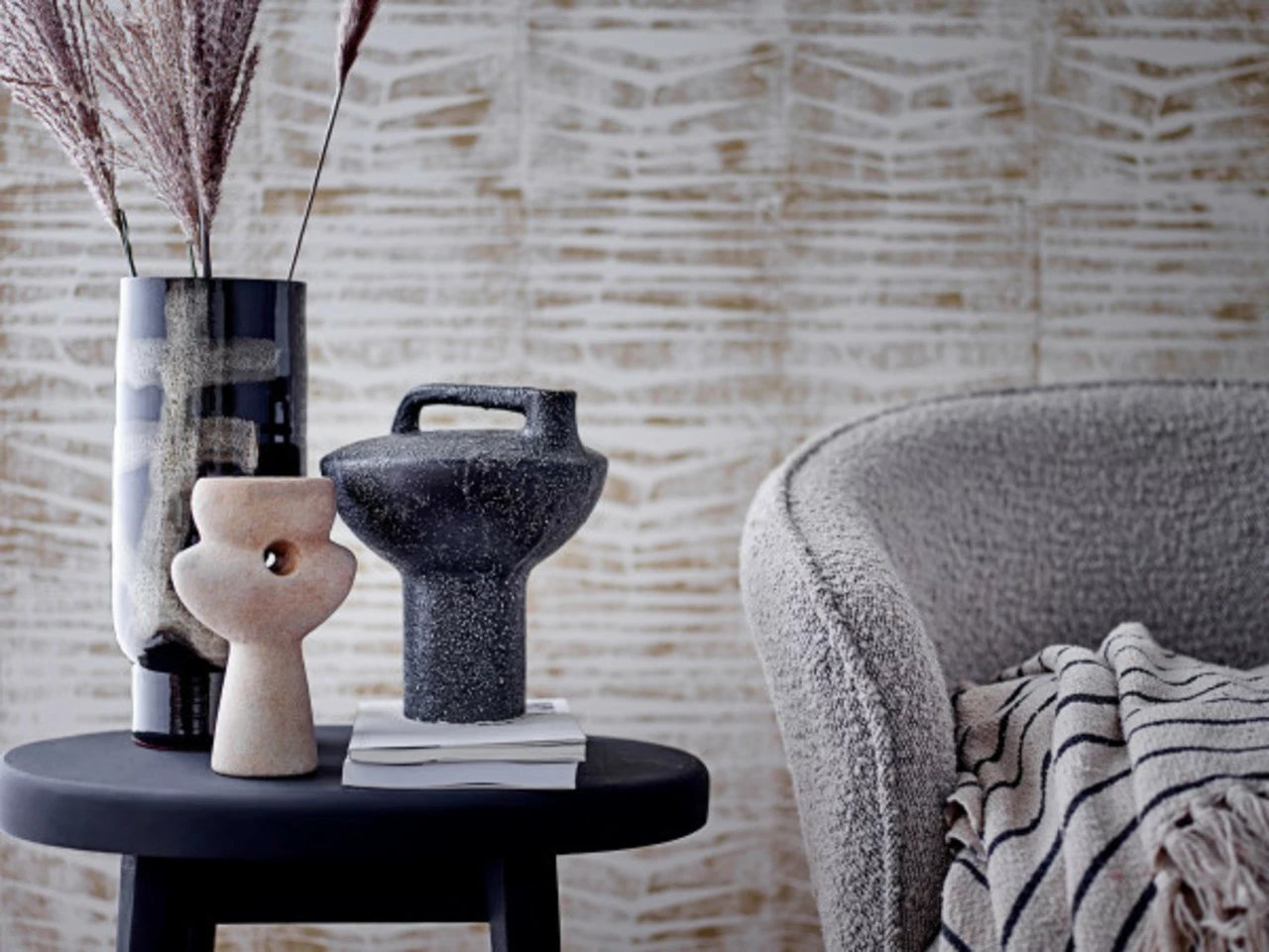 Bloomingville Vefa Vaas - Zwart - Afbeelding 3