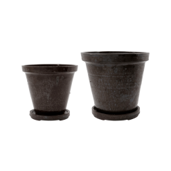 House Doctor Flower Bloempot Met Schotel Set Van 2 Stuks Bruin - 210140601