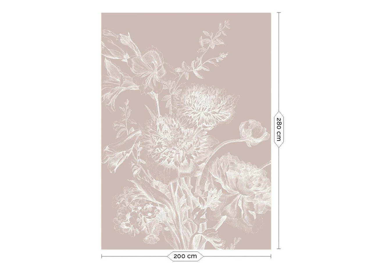 KEK Amsterdam Engraved Bloemen Behang Nude WP-753 200x280cm - Afbeelding 2