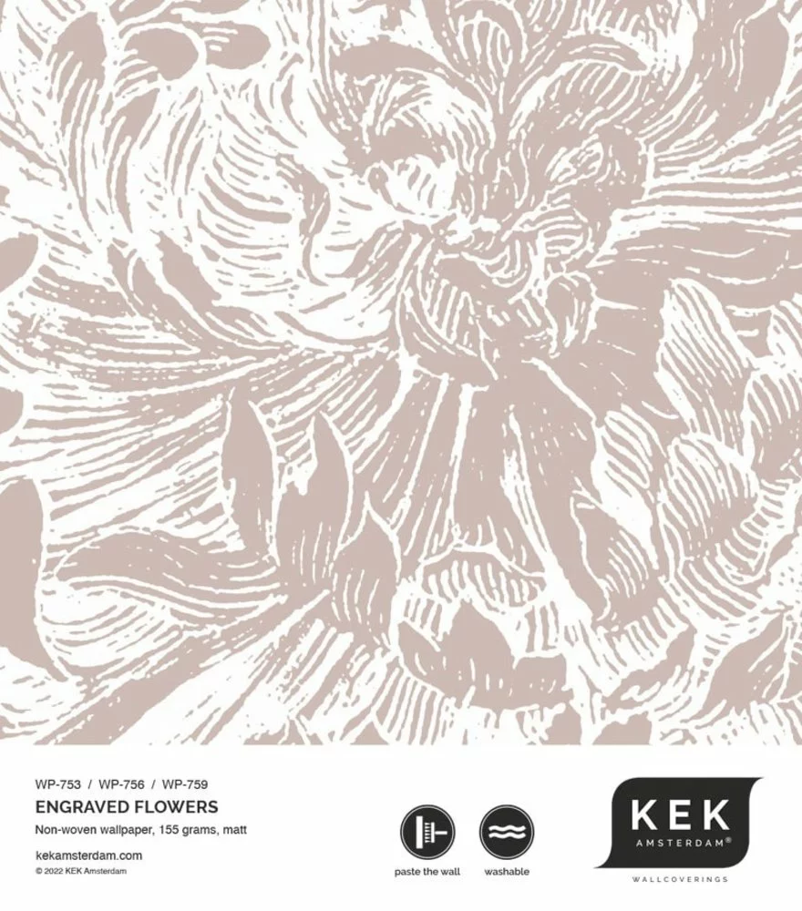 KEK Amsterdam Engraved Bloemen Behang Nude WP-753 200x280cm - Afbeelding 3