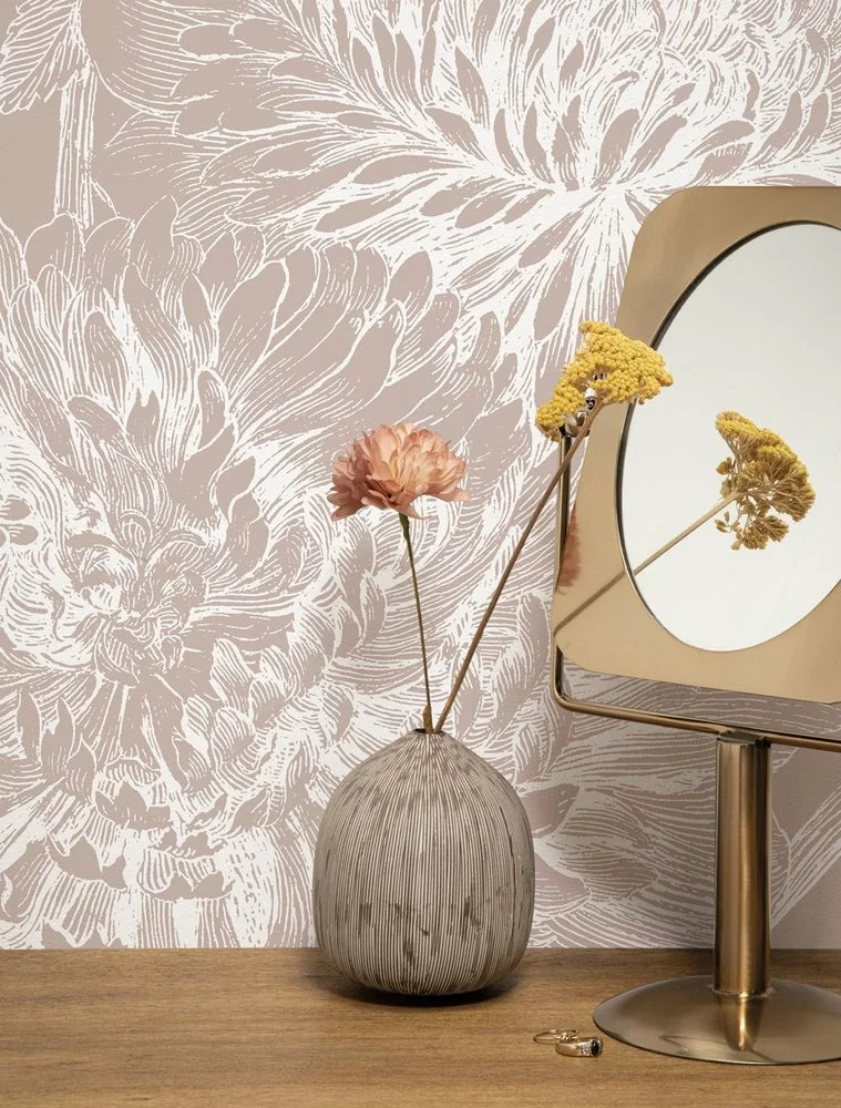 KEK Amsterdam Engraved Bloemen Behang Nude WP-753 200x280cm - Afbeelding 4