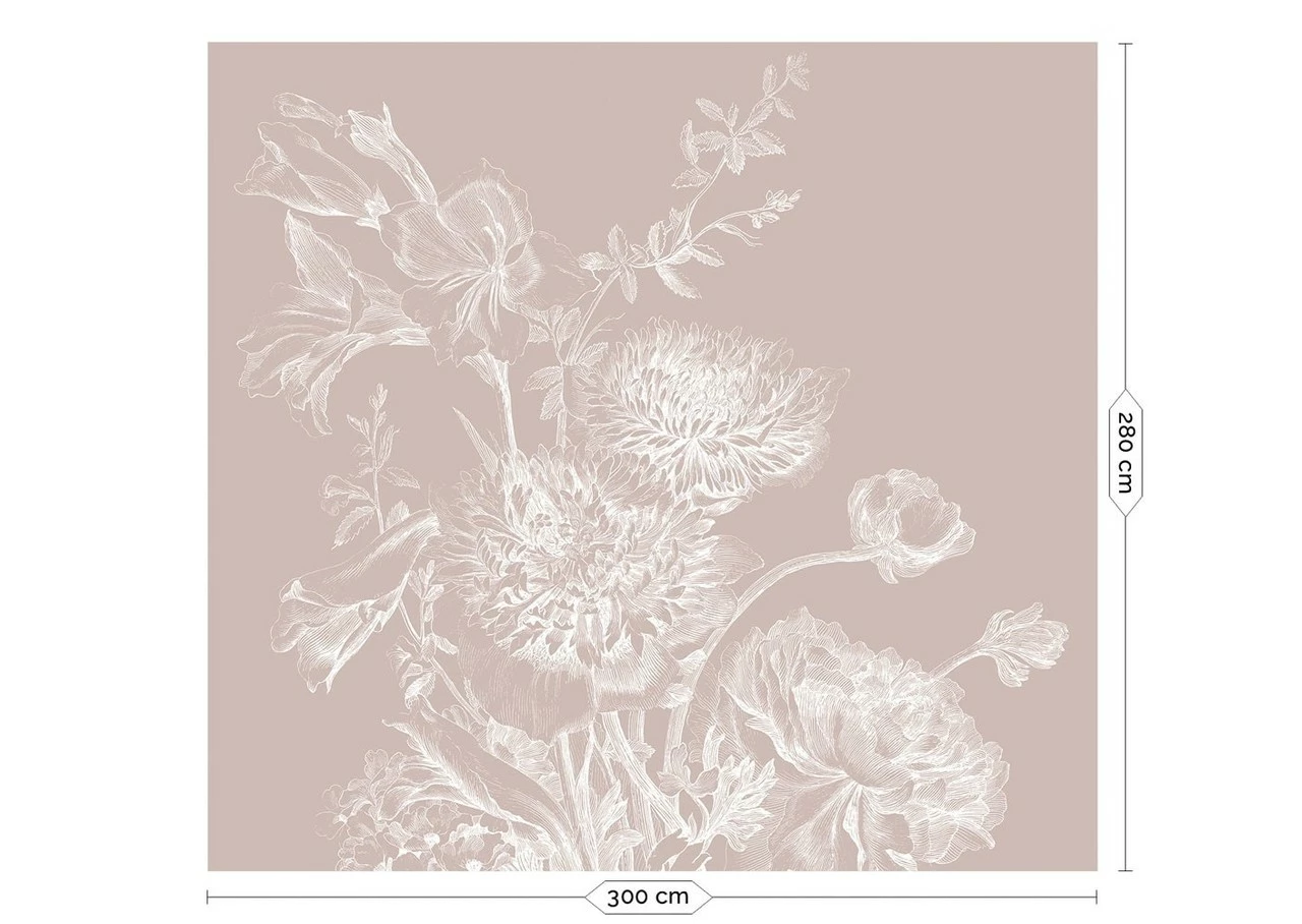 KEK Amsterdam Engraved Bloemen Behang Nude WP-756 300x280cm - Afbeelding 2