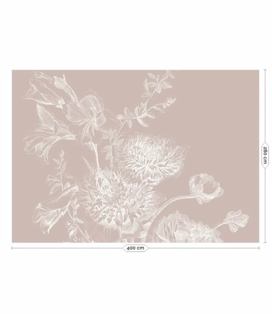 KEK Amsterdam Engraved Bloemen Behang Nude WP-759 400x280cm - Afbeelding 2