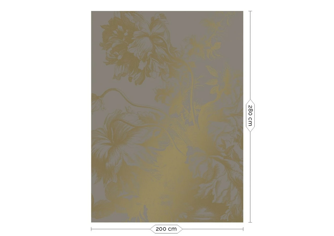 KEK Amsterdam Engraved Flowers Goud Behang MW-016 - 200x280cm