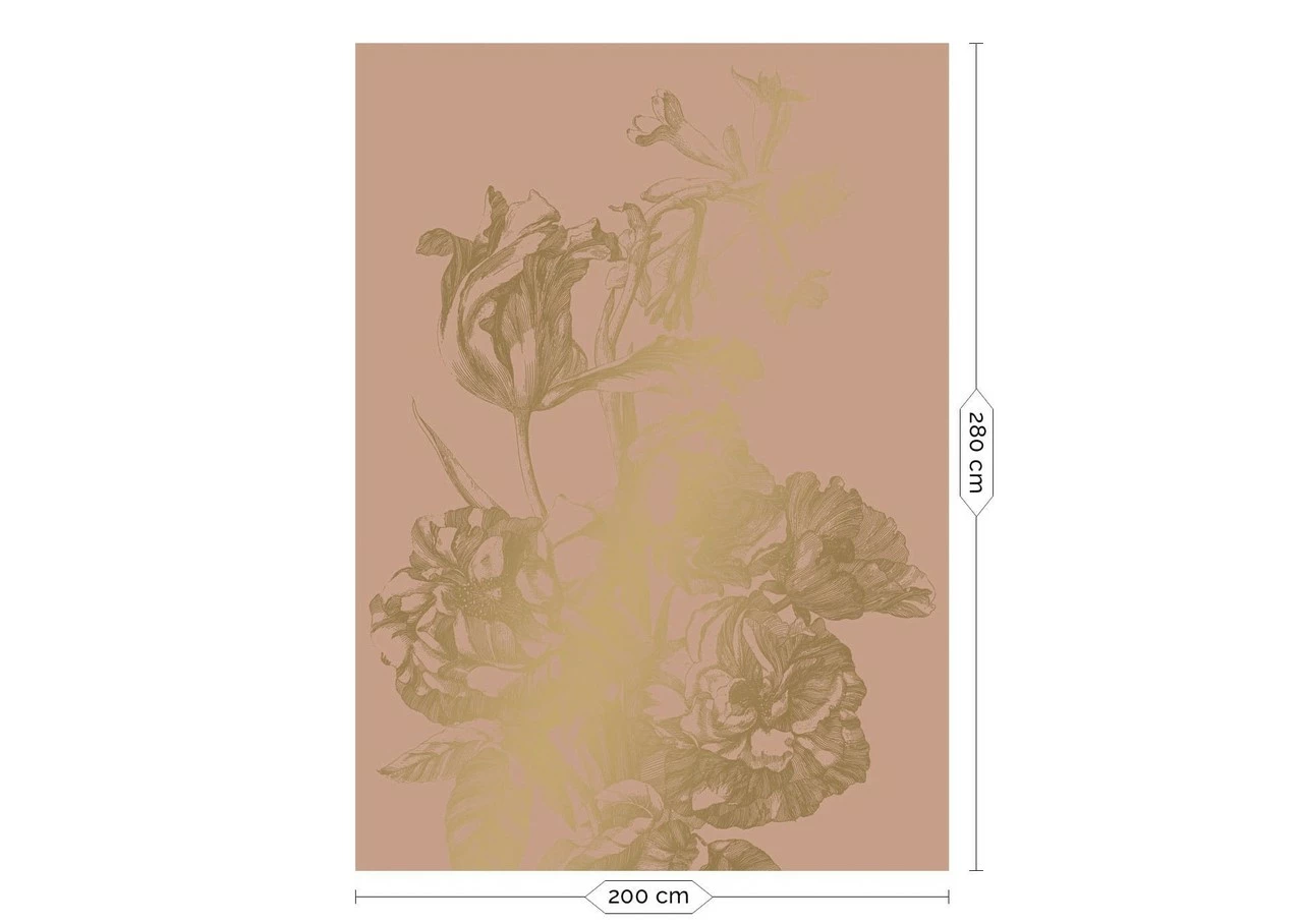 KEK Amsterdam Engraved Flowers Goud Behang MW-022 - 200x280cm