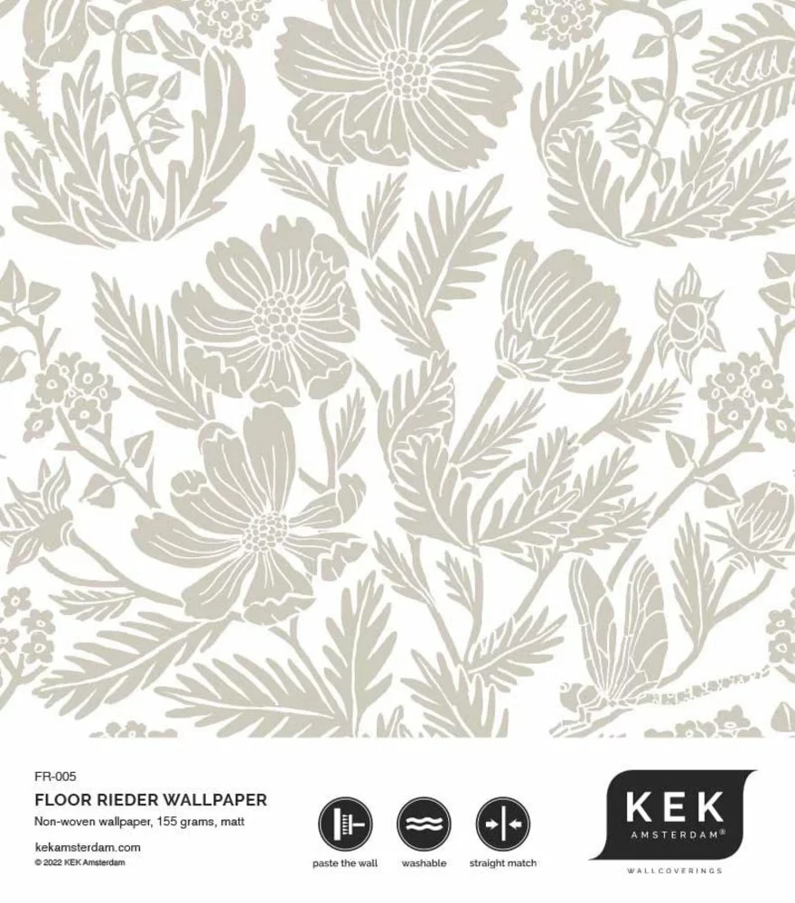 KEK Amsterdam Getekende Bloemen Behang 100x280cm Beige - FR-005 - Afbeelding 5