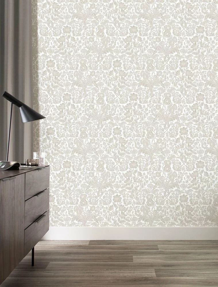 KEK Amsterdam Getekende Bloemen Behang 100x280cm Beige - FR-005 - Afbeelding 7