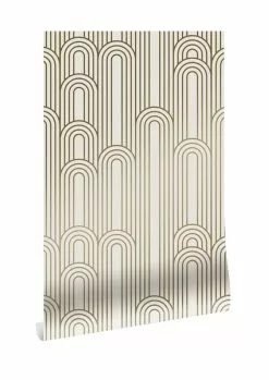 KEK Amsterdam Golden Lines Behang 100x280cm Off White / Goud MW-087