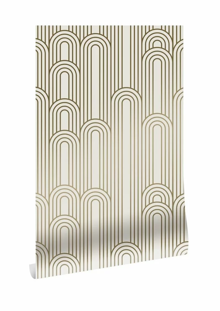 KEK Amsterdam Golden Lines Behang 100x280cm Off White / Goud MW-087