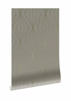 KEK Amsterdam Golden Lines Behang 100x280cm Taupe / Goud MW-075