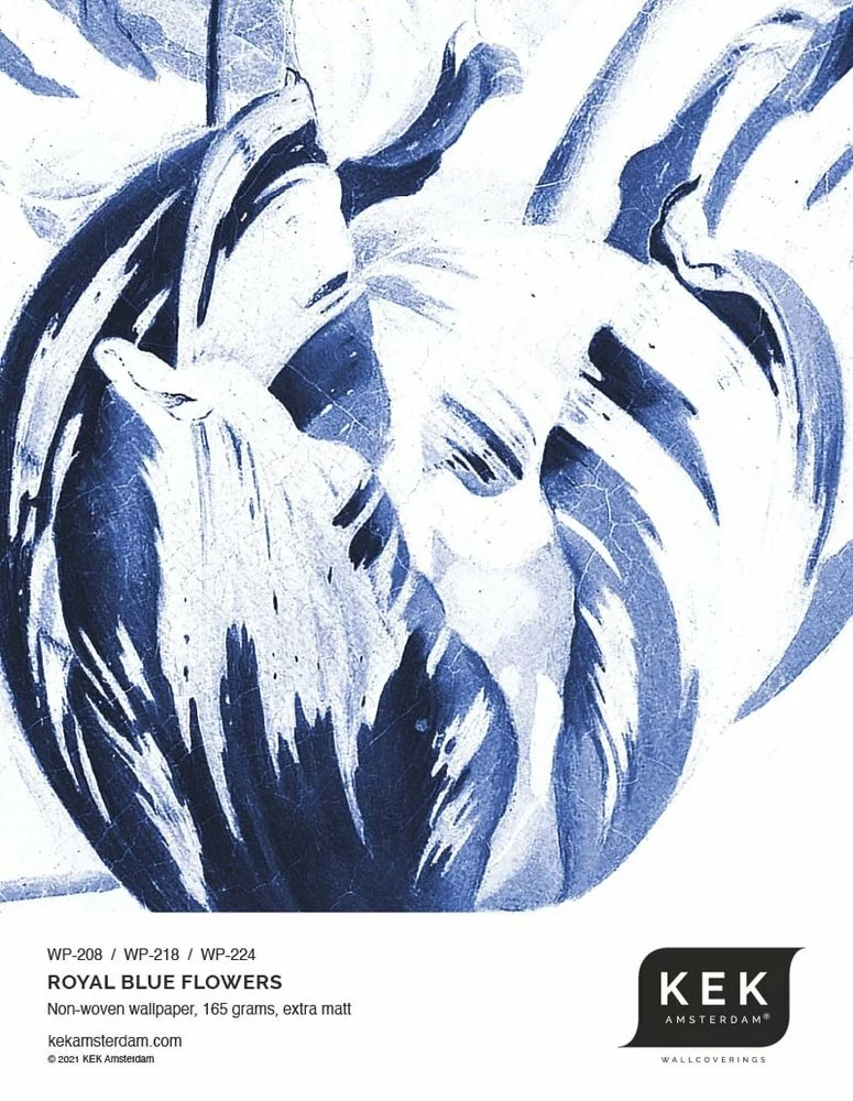 KEK Amsterdam Royal Blue Flowers Behangcirkel SC-002 - ø 142,5 Cm - Afbeelding 3