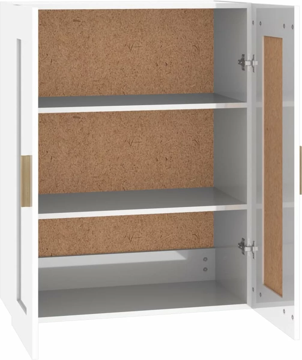 Furniture Limited - Wandkast 69,5x32,5x90 Cm Bewerkt Hout Hoogglans Wit - Afbeelding 5