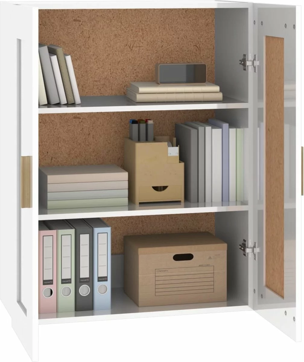 Furniture Limited - Wandkast 69,5x32,5x90 Cm Bewerkt Hout Hoogglans Wit - Afbeelding 4