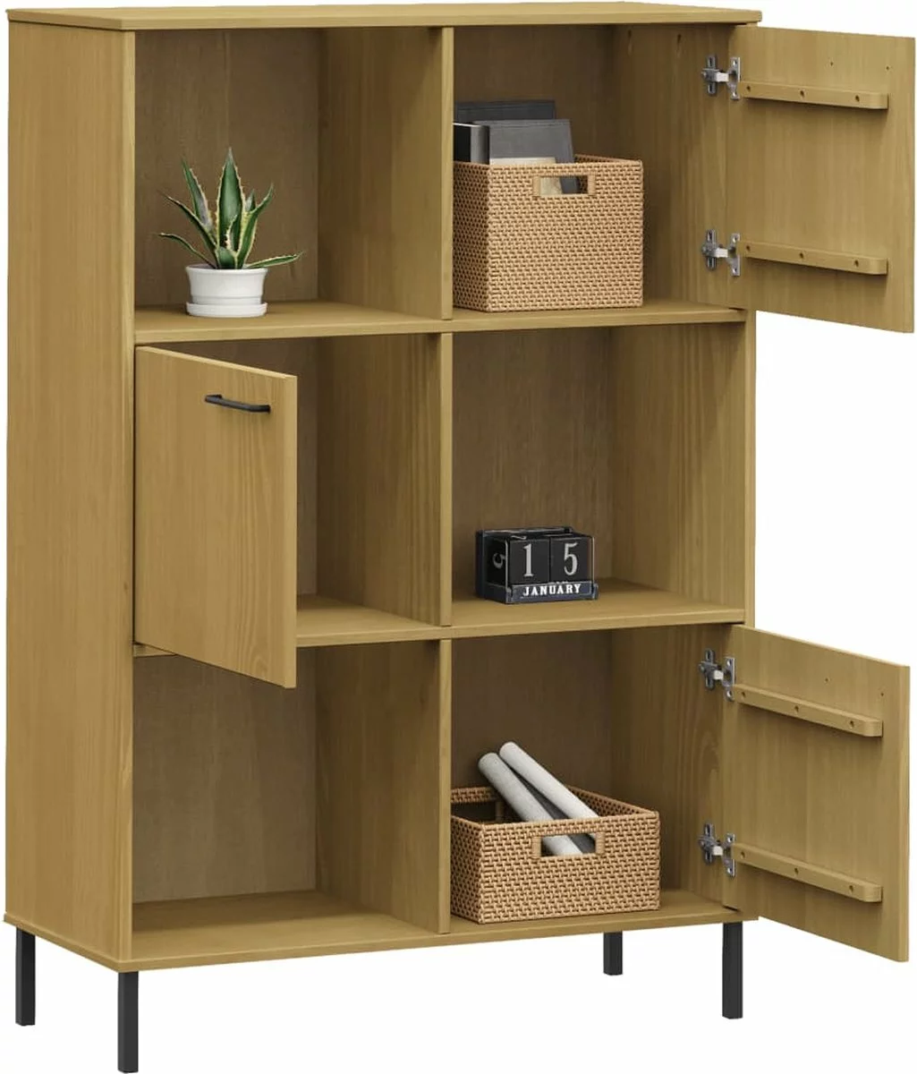 Furniture Limited - Boekenkast Met Metalen Poten OSLO 90x35x128,5 Cm Hout Bruin - Afbeelding 7