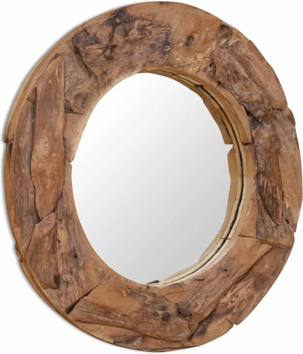 Furniture Limited - Decoratieve Spiegel Rond 80 Cm Teakhout - Afbeelding 8