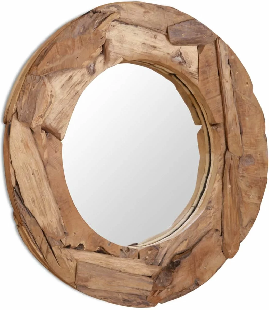 Furniture Limited - Decoratieve Spiegel Rond 80 Cm Teakhout - Afbeelding 2