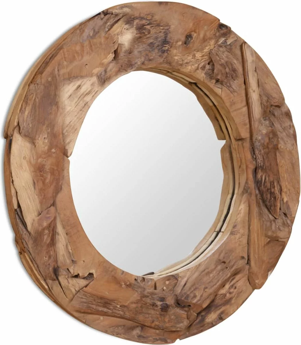Furniture Limited - Decoratieve Spiegel Rond 80 Cm Teakhout - Afbeelding 4