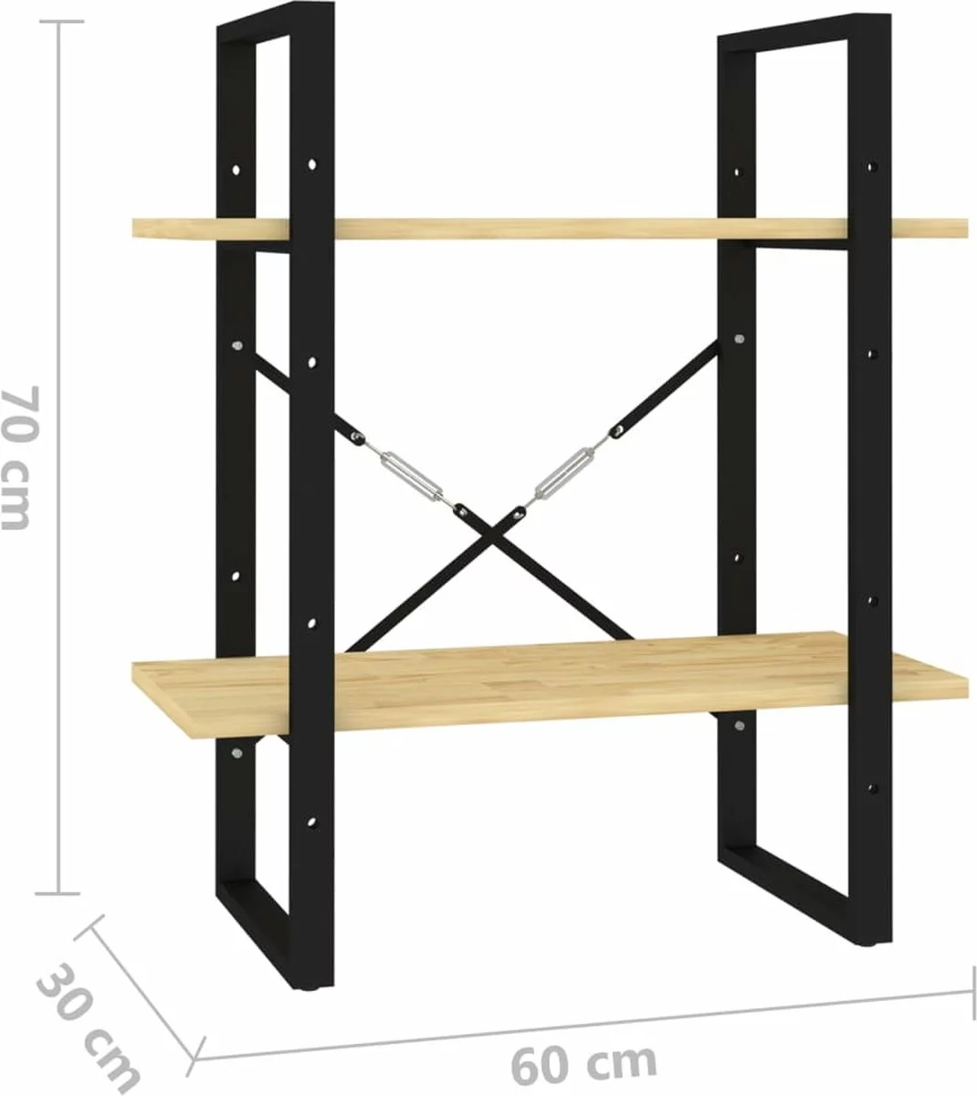 Furniture Limited - Boekenkast Met 2 Schappen 40x30x70 Cm Massief Grenenhout - Afbeelding 3