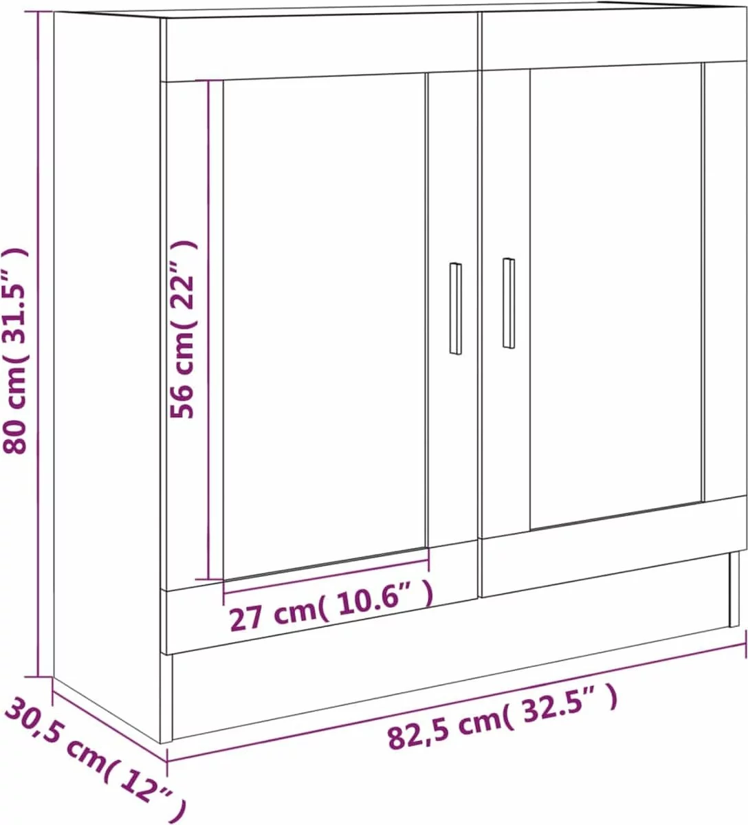 Furniture Limited - Vitrinekast 82,5x30,5x80 Cm Bewerkt Hout Gerookt Eikenkleurig - Afbeelding 4