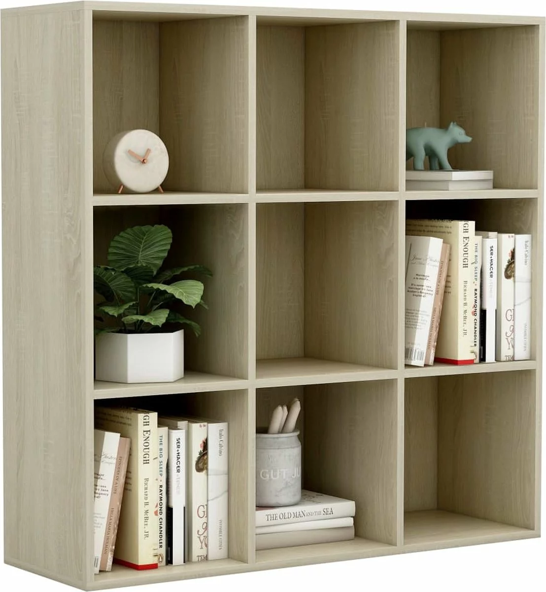 Furniture Limited - Boekenkast 98x30x98 Cm Spaanplaat Sonoma Eikenkleurig - Afbeelding 2