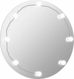Furniture Limited - Wandspiegel Zonder Lijst Met LED-lampen Rond Glas