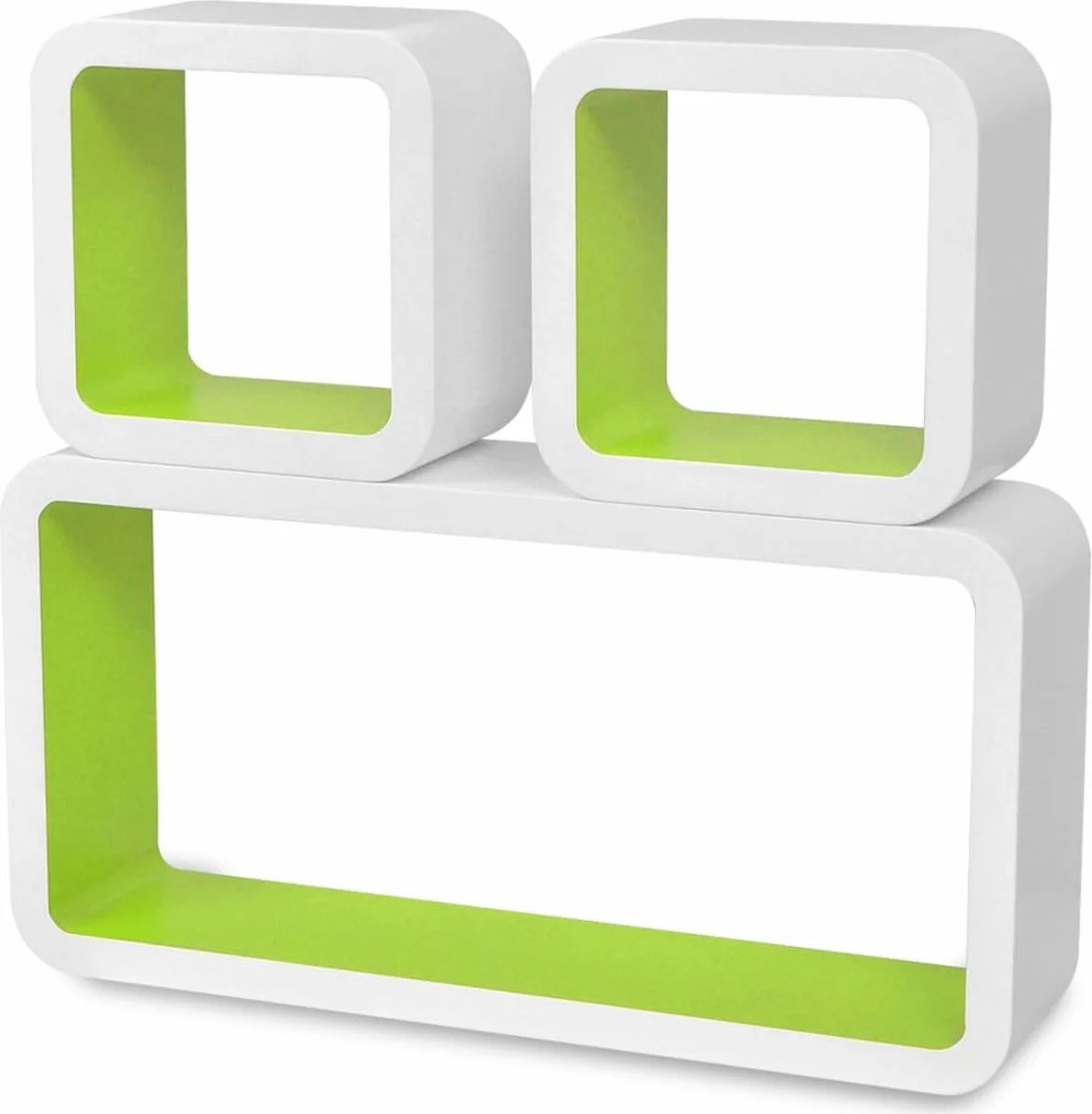 Furniture Limited - Wandplanken Kubus 6 St Wit En Groen - Afbeelding 2