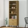 Furniture Limited - Boekenkast Met 2 Lades OSLO 60x35x180 Cm Massief Hout Bruin