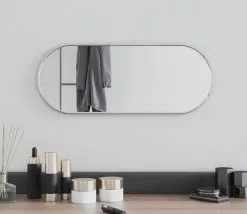 Furniture Limited - Wandspiegel 50x20 Cm Ovaal Zilverkleurig