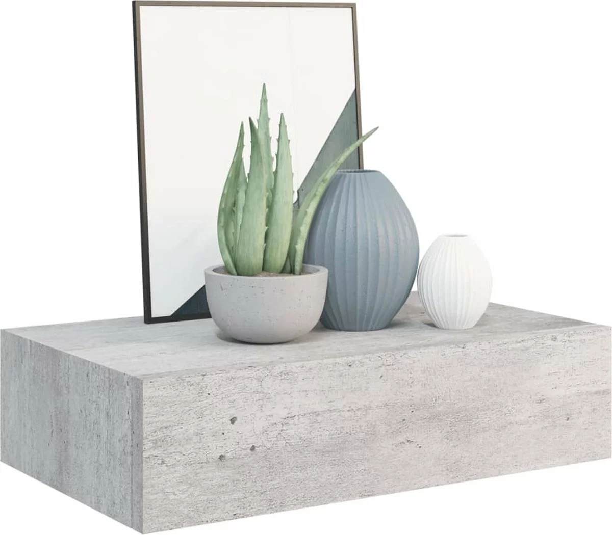 Furniture Limited - Wandschappen 2 St Met Lade 40x23,5x10 Cm MDF Betongrijs - Afbeelding 2