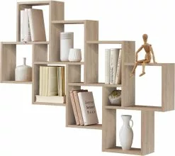 Furniture Limited - Wandschap Met 11 Vakken Eikenkleurig