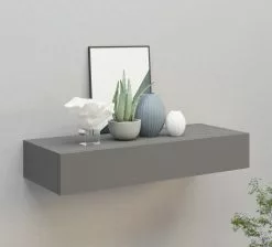 Furniture Limited - Wandschap Met Lade 60x23,5x10 Cm MDF Grijs
