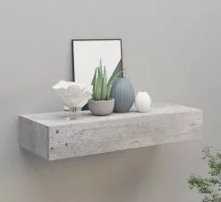 Furniture Limited - Wandschap Met Lade 60x23,5x10 Cm MDF Betongrijs