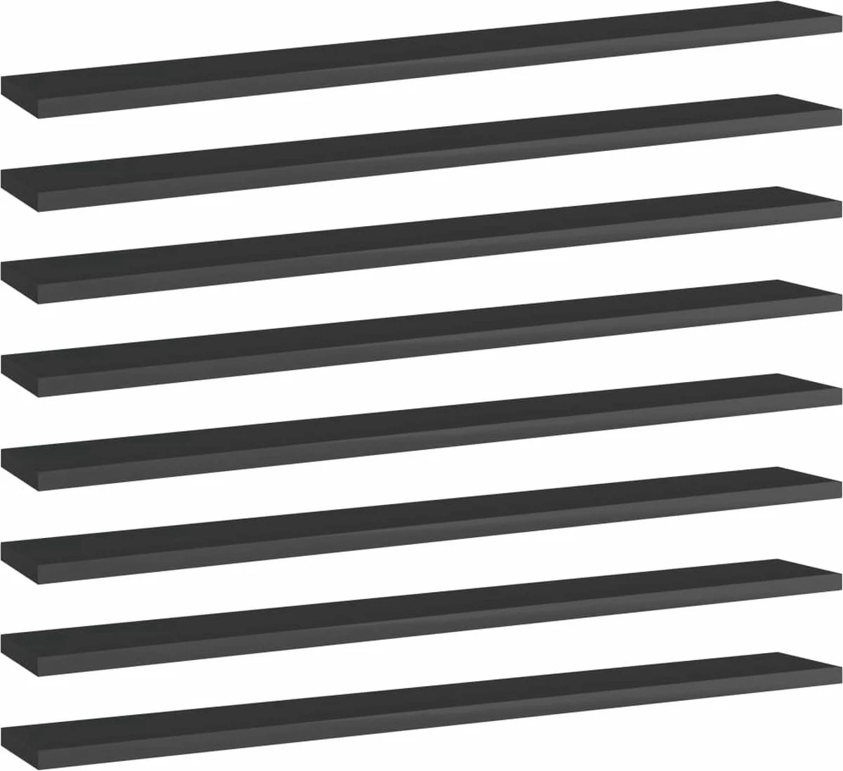 Furniture Limited - Wandschappen 8 St 80x10x1,5 Cm Spaanplaat Hoogglans Zwart - Afbeelding 5