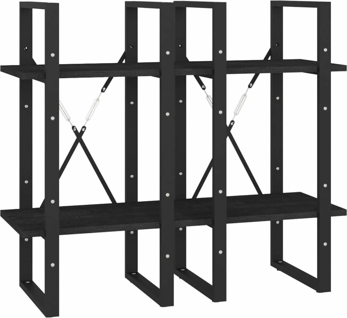 Furniture Limited - Boekenkast Met 4 Schappen 40x30x140 Cm Massief Grenenhout Zwart - Afbeelding 7