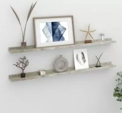 Furniture Limited - Wandschappen 2 St 100x9x3 Cm Betongrijs