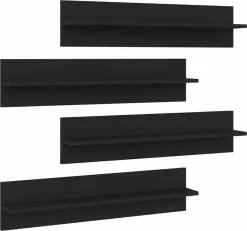 Furniture Limited - Wandschappen 4 St 80x11,5x18 Cm Spaanplaat Zwart