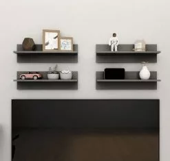 Furniture Limited - Wandschappen 4 St 60x11,5x18 Cm Spaanplaat Hoogglans Grijs