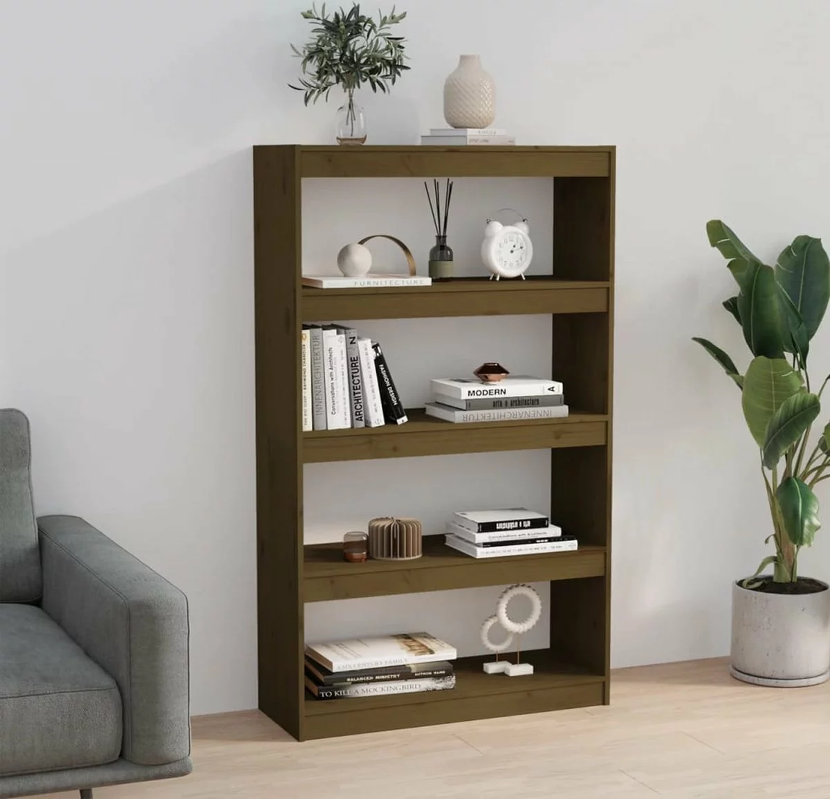 Furniture Limited - Boekenkast/kamerscherm 80x30x135,5 Cm Grenenhout Honingbruin - Afbeelding 4