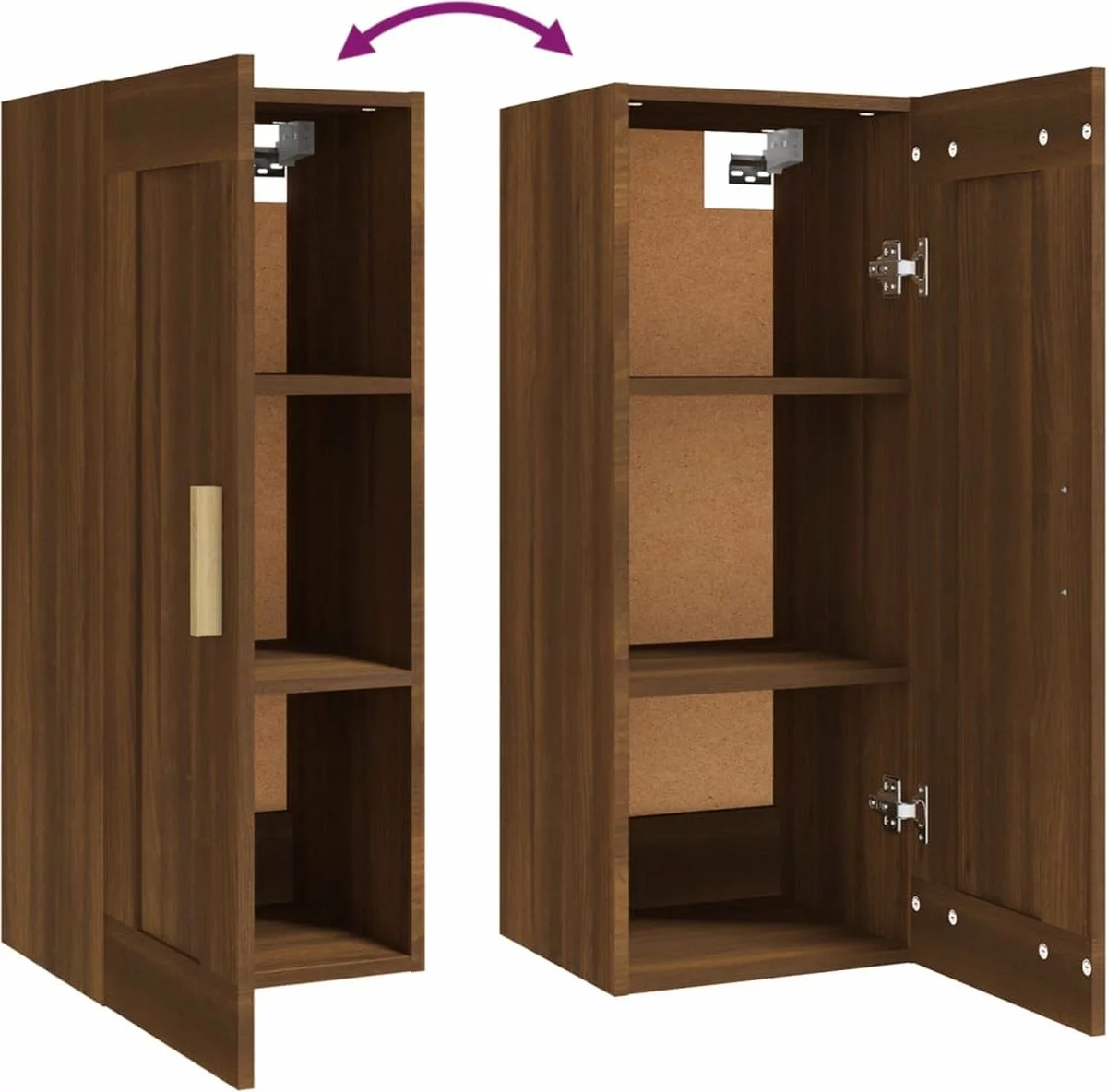 Furniture Limited - Wandkast 35x34x90 Cm Bewerkt Hout Bruineikenkleurig - Afbeelding 7