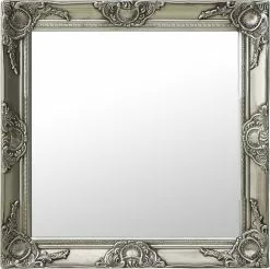 Furniture Limited - Wandspiegel Barok Stijl 60x60 Cm Zilverkleurig