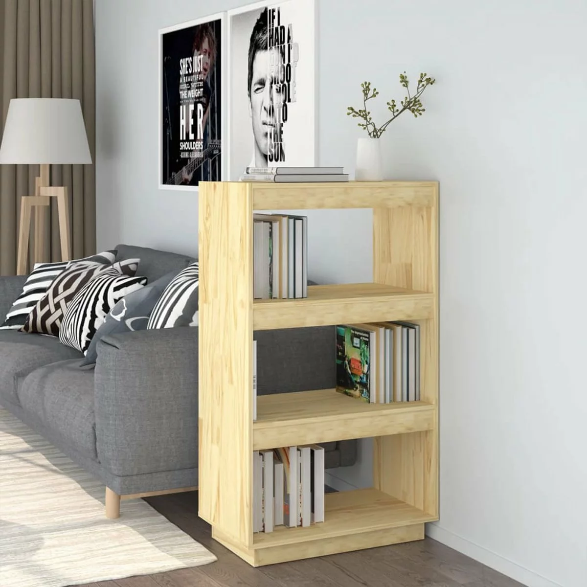 Furniture Limited - Boekenkast/kamerscherm 60x35x103 Cm Massief Grenenhout