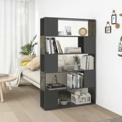 Furniture Limited - Boekenkast/kamerscherm Bewerkt Hout Hoogglans Grijs