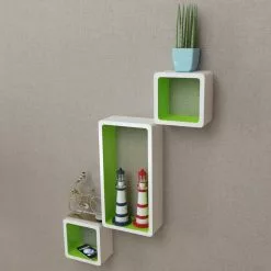 Furniture Limited - Wandplanken Kubus 6 St Wit En Groen