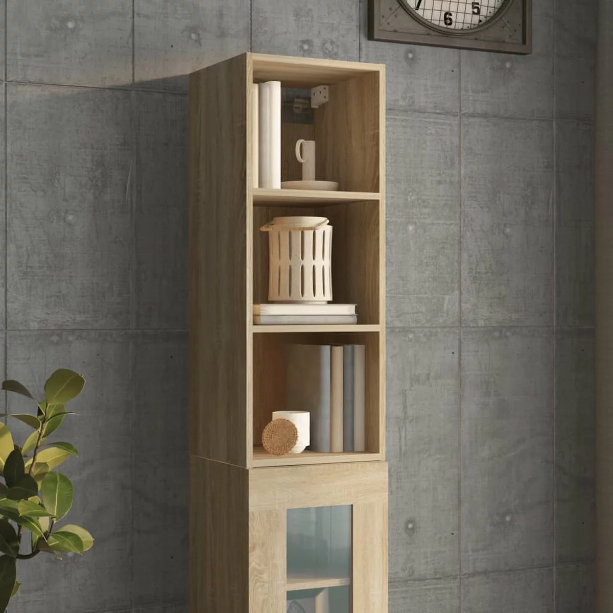 Furniture Limited - Wandkast 34,5x32,5x90 Cm Bewerkt Hout Sonoma Eikenkleurig - Afbeelding 3