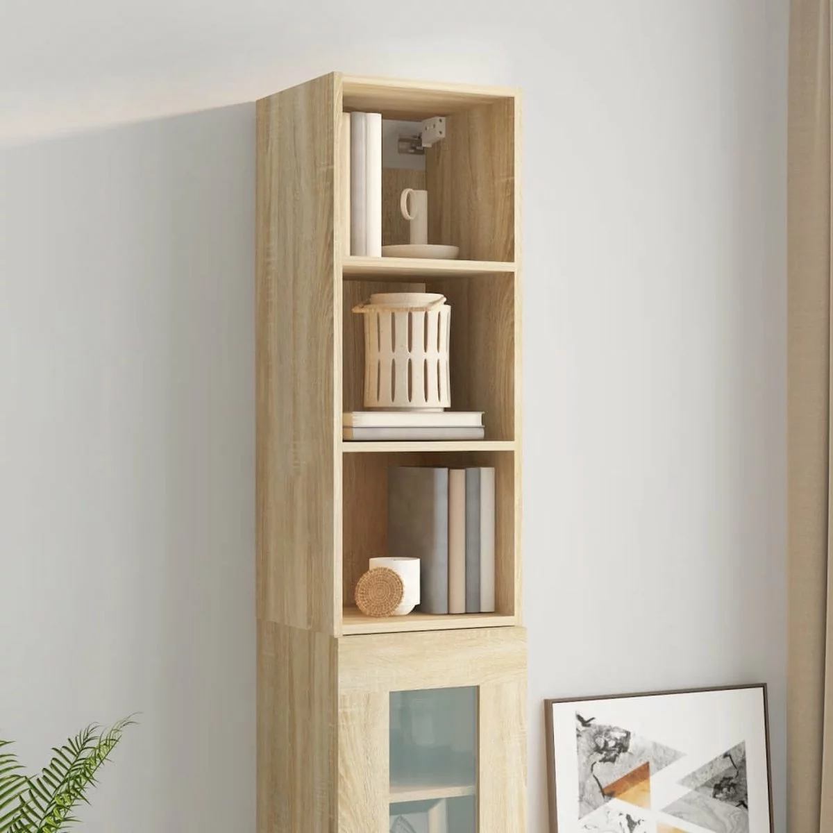 Furniture Limited - Wandkast 34,5x32,5x90 Cm Bewerkt Hout Sonoma Eikenkleurig - Afbeelding 5