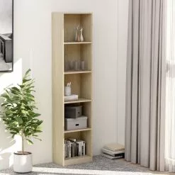Furniture Limited - Boekenkast Met 5 Schappen 40x24x175 Cm Bewerkt Hout Sonoma Eik
