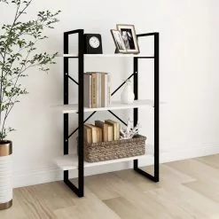 Furniture Limited - Boekenkast Met 3 Schappen 80x30x105 Cm Massief Grenenhout Wit