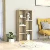Furniture Limited - Boekenkast 50x25x106 Cm Bewerkt Hout Wit En Sonoma Eikenkleurig
