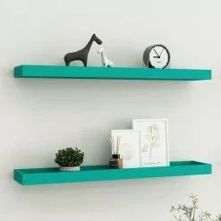 Furniture Limited - Wandschappen 2 St Loggia 80x15x4 Cm MDF Blauw